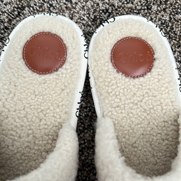 Chloe Shearling Woody Logo Slippers, never worn - Picture 3 of 8